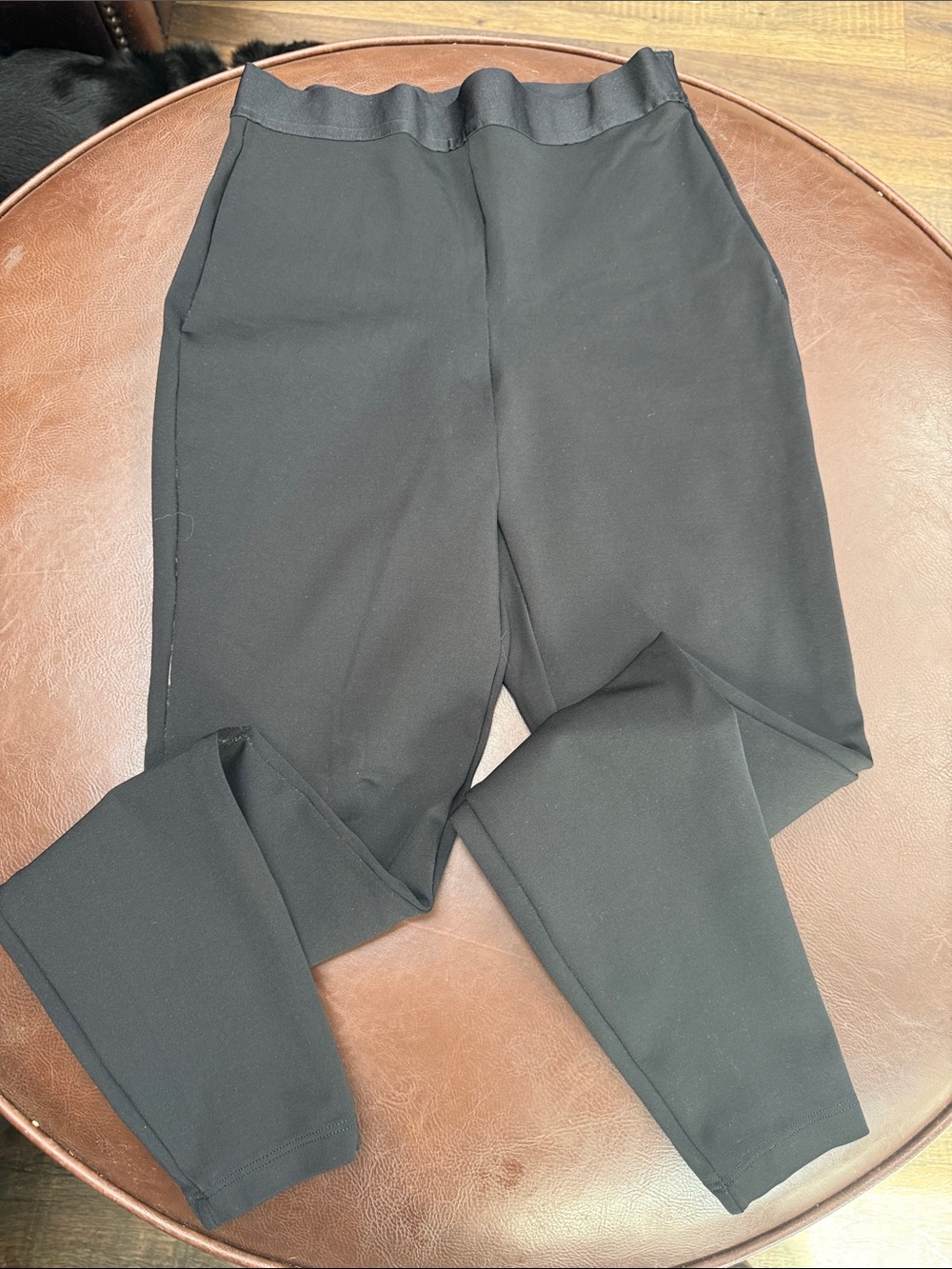 Express Black Ponte Pull-On Ankle Pants with Tummy Control